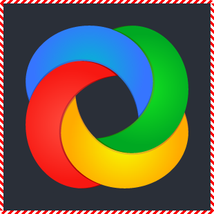 Screenshot with a candy cane patterned border